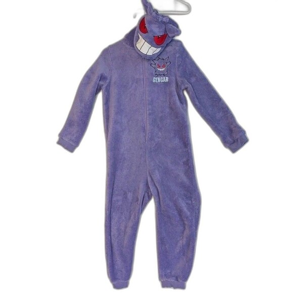 Pokémon Other - Boys Gengar Pokemon Hood Fleece Bodysuit Kids 5-6 (Fits A Little Small) Pajamas